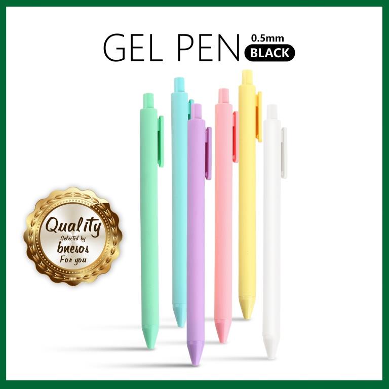 Bnesos Stationary School Supplies Pastel Black Ink Gel Pen Retractable ...