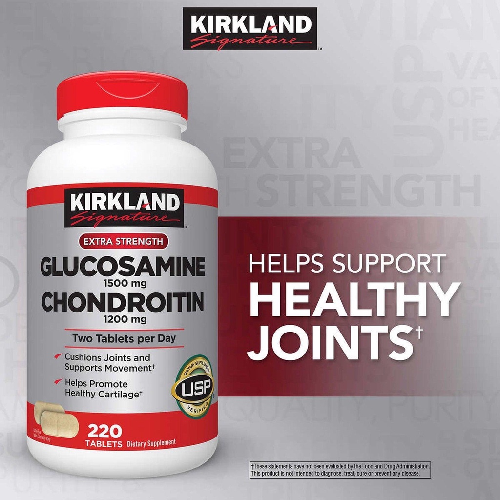 Kirkland Signature Glucosamine & Chondroitin, 220 Tablets z0zj Shopee
