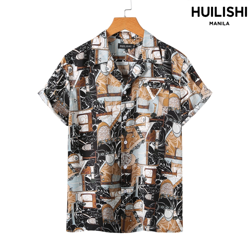 HUILISHI Summer Full Print Fashion Casual Men Short Sleeve Shirts ...