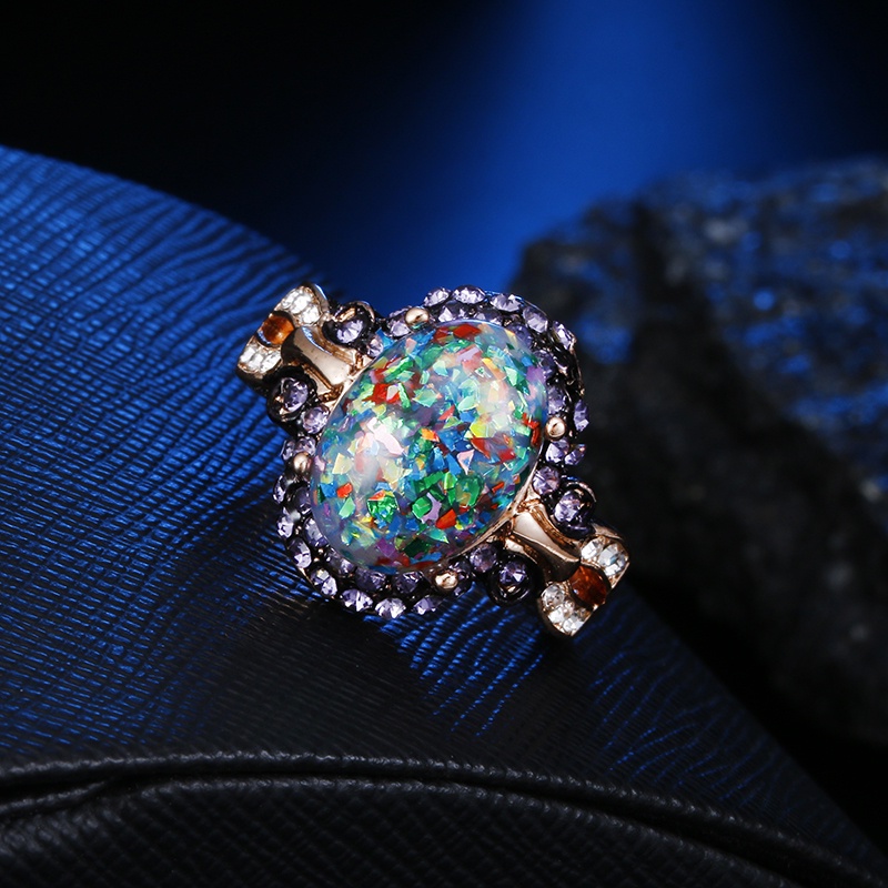 New Opal Rings Fire Bleached Colored Opal Rings 18K Gold Ring Jewelry ...