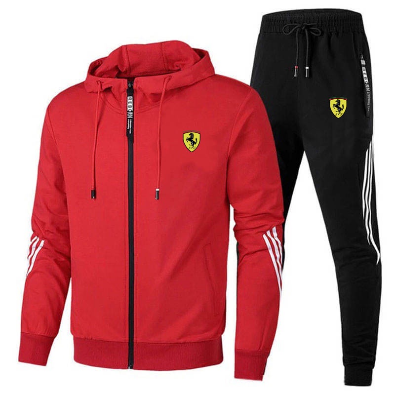 Ferrari Male Joggers Streetwear Men Sportswear Hoodies Pants Set Spring Autumn Track Suit 