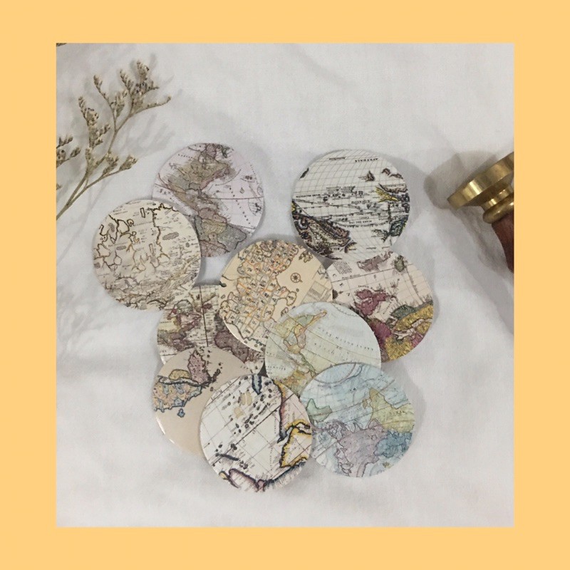Vintage stickers | map sticker | newspaper sticker | journal | Shopee ...