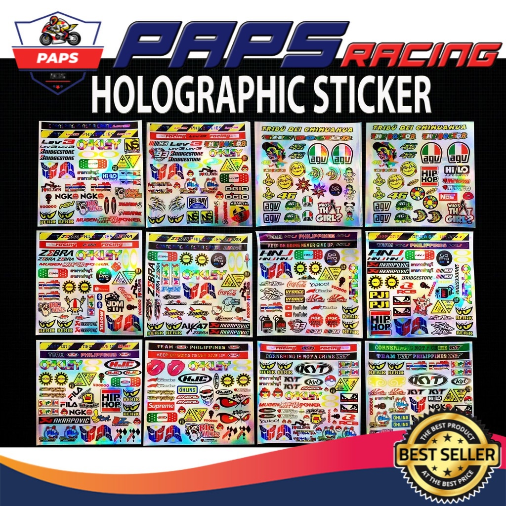 Hologram Motorcycle Car Sticker Helmet Visor Decals18x18 CM BATCH 2