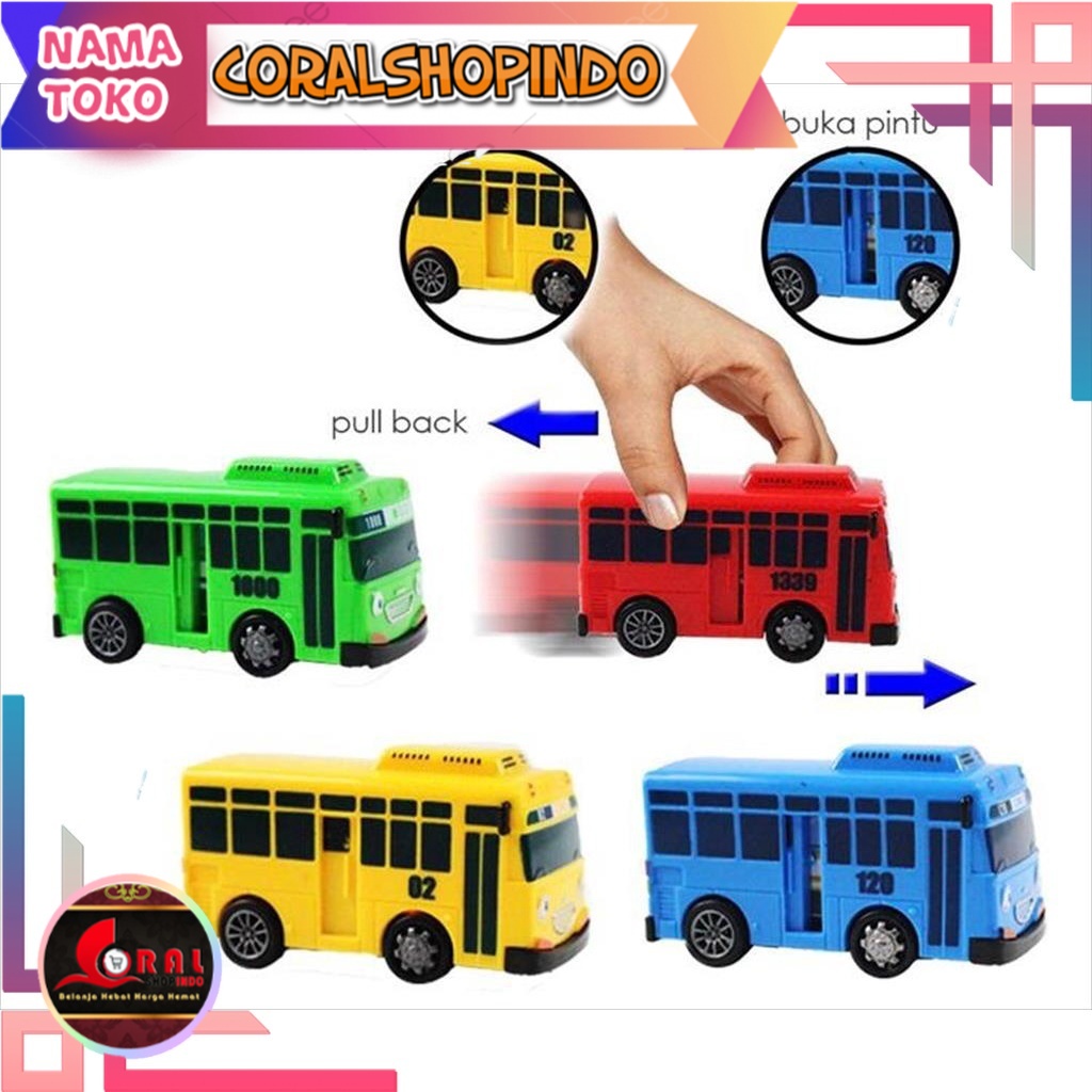 Tayo SLIDING DOOR bus Toys 9 cm / bus Car Can pullback / DOOR Can