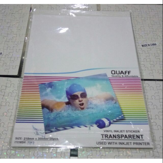 (transparent)Printable Vinyl inkjet sticker A4 20SHEETS for printer ...