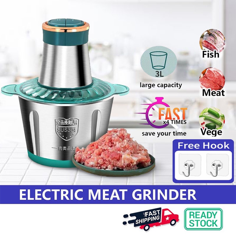 COD【Free Hook】 3L Electric Meat Grinder Vegetable Grinder Mincer Food