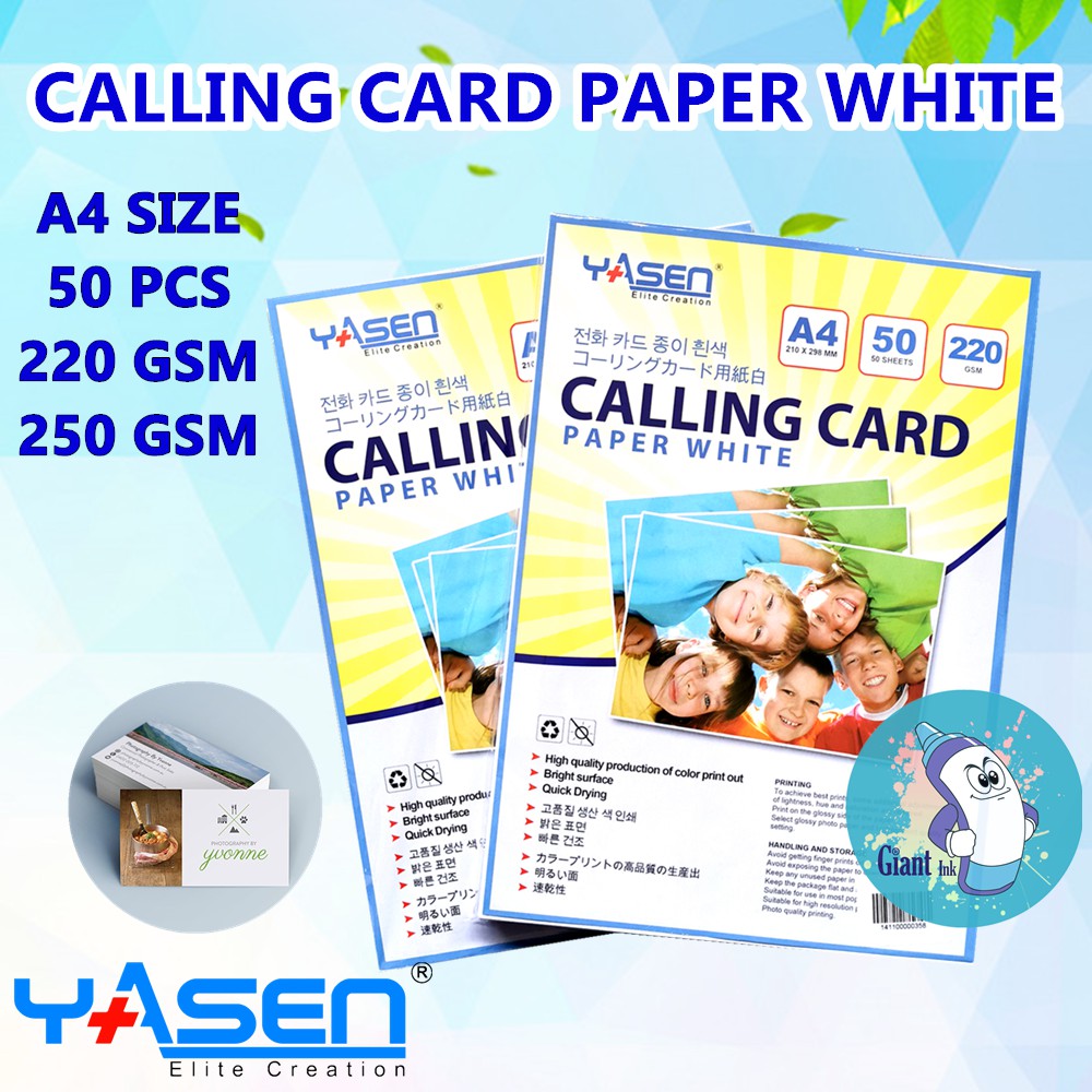 Yasen DoubleSided Matte Calling Card Paper A4 Size Cardstock Paper (50