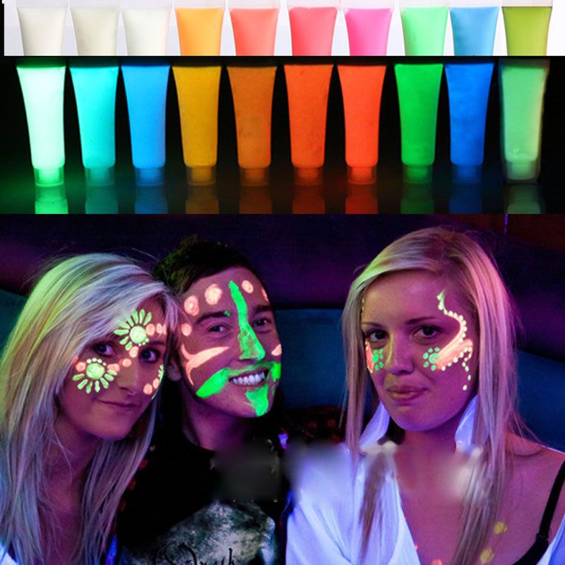 10 Colors Glow In The Dark Body Paint Fluorescent Luminous Paint
