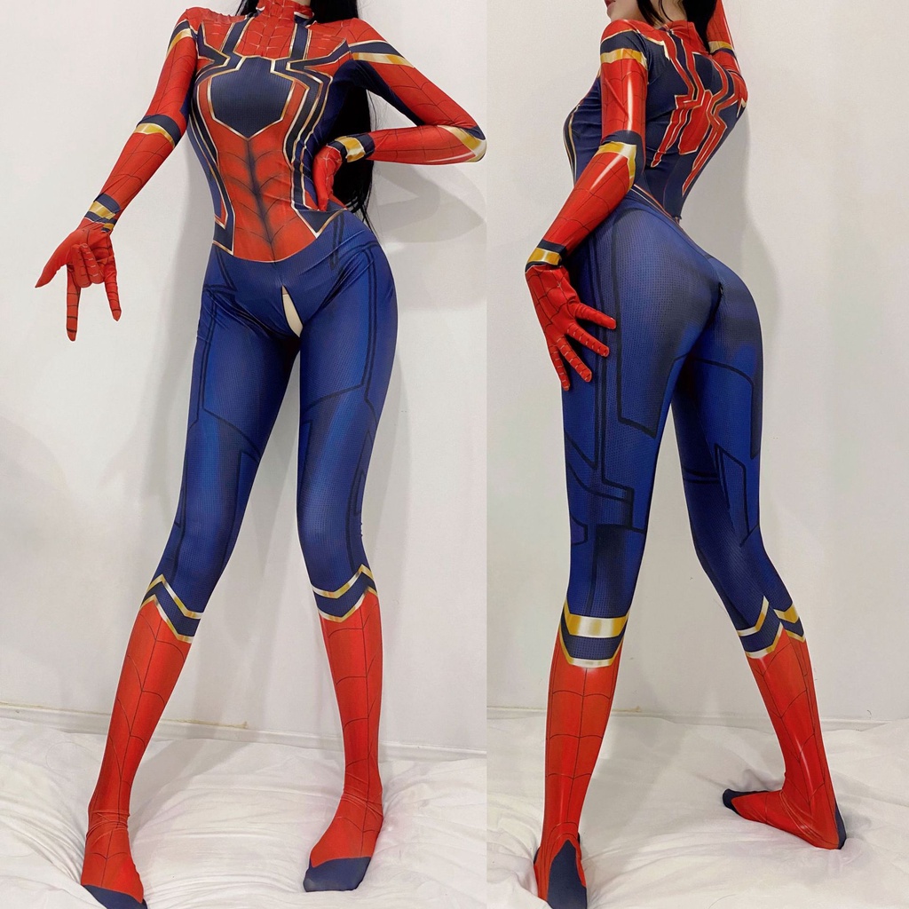 New Anime Female SpiderMan Tights Zipper Style Girls Cosplay Sexy Role