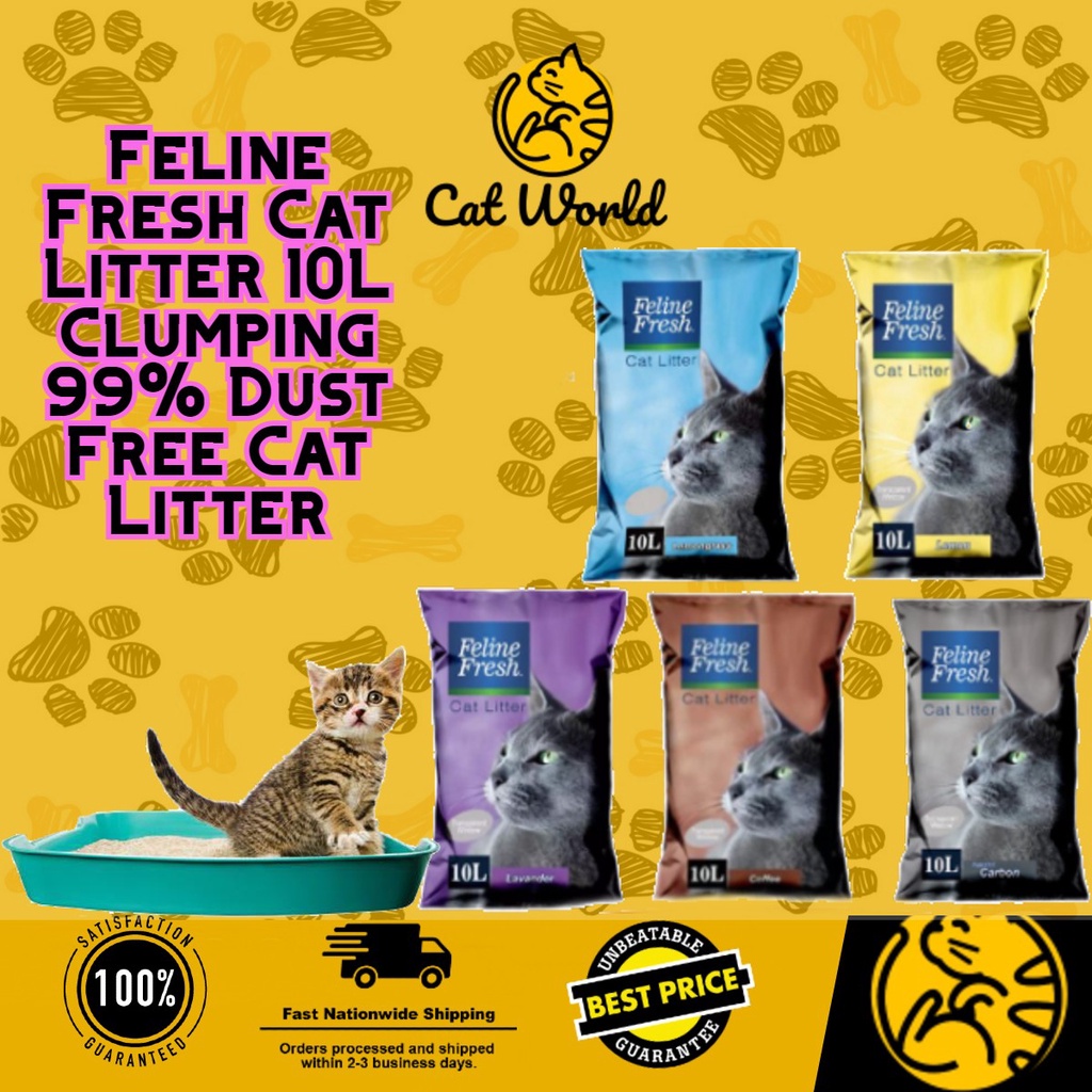 ☸ [24Hrs Sale] New Best Seller Feline Fresh Cat Litter 10L Clumping 99
