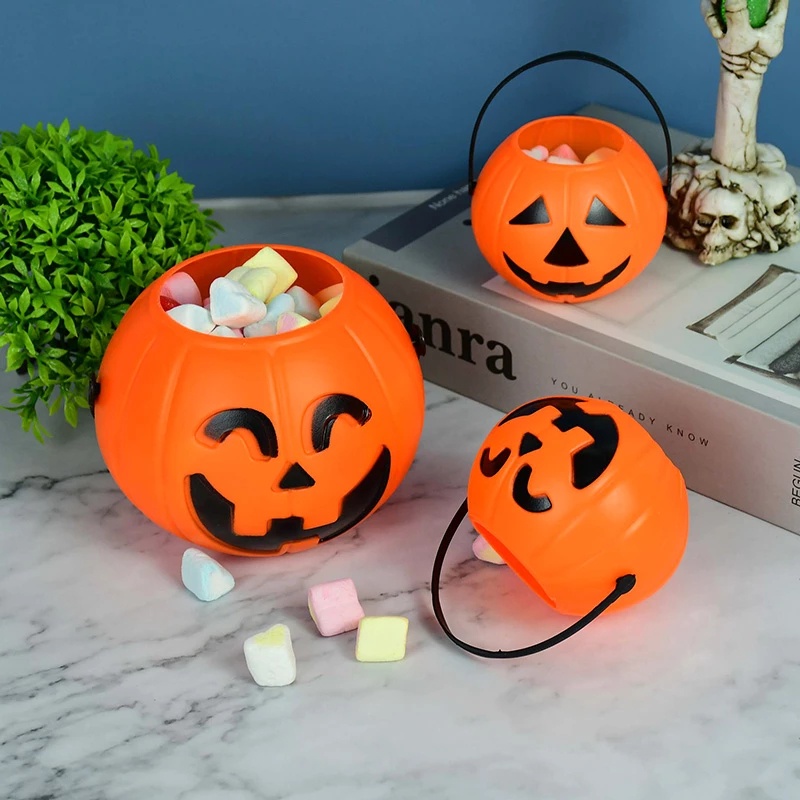 1pcs Halloween Candy Bucket Pumpkin Bucket Portable Basket Kids Favor ...