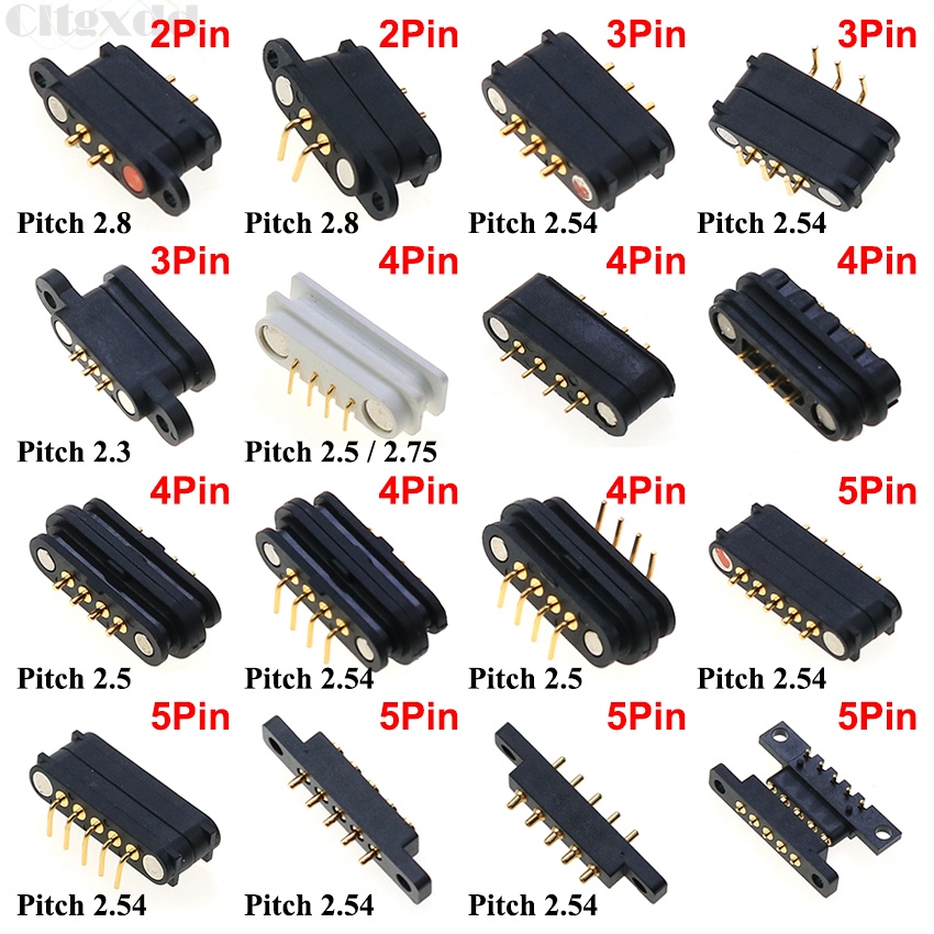 2 Pair Magnet Spring Loaded Pogo Pin Connector Pitch 2.2/2.54 2/3/4 ...