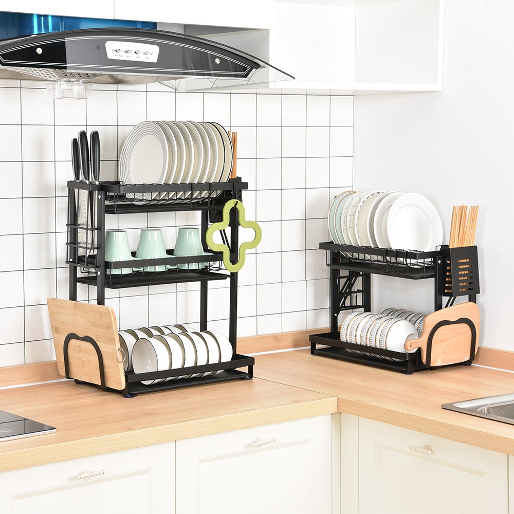 LOCAUPIN Foldable Metal Dish Rack Removable Drainboard Kitchen Plates ...