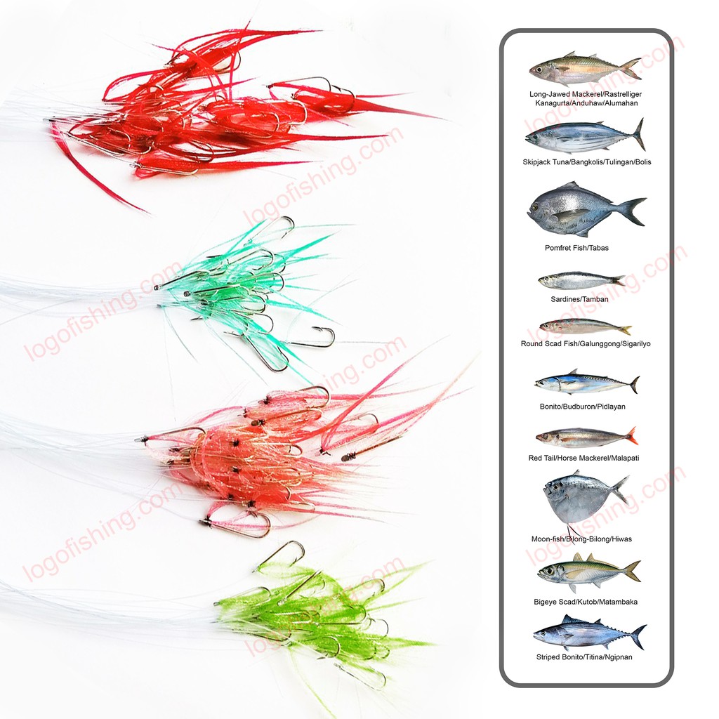 RED) Sabiki LogoFishing Traditional Bundak in PVC Tube Bonito,  Matambaka, and More