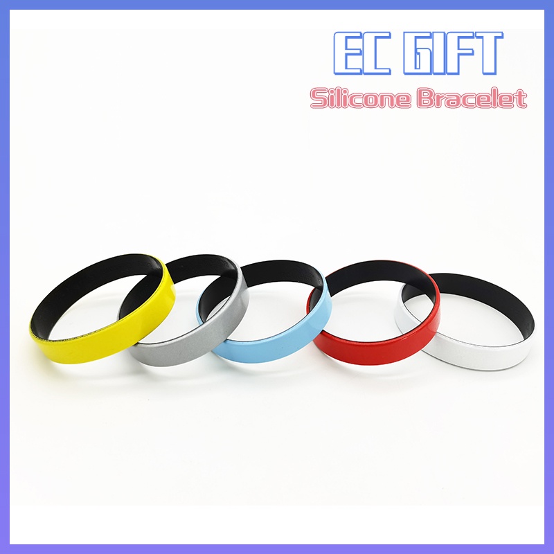 ECgift SW002 Colorful Silicone Coated Bracelet Blank Silicone Rubber