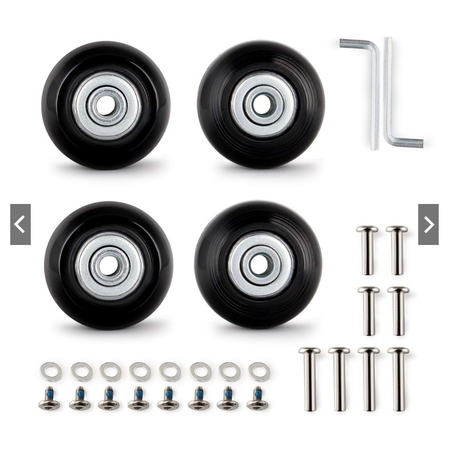 Luggage store roller wheels