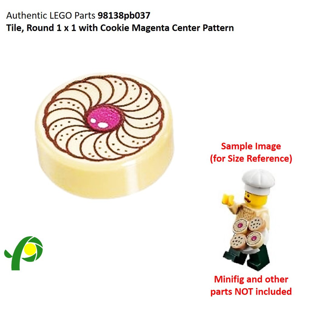 LEGO Parts 98138pb037 Tile Round 1 x 1 with Cookie Magenta Center Pattern Sold per piece Authentic