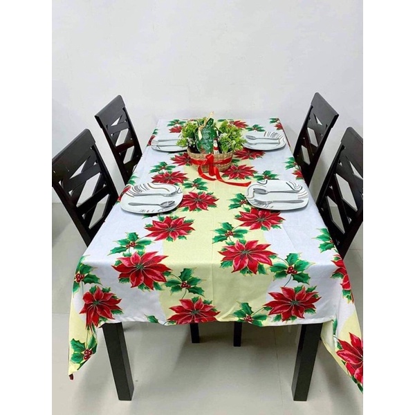 Christmas Table Curtain 4 - 6 - 8 seater WASHABLE TABLECLOTH | Shopee ...