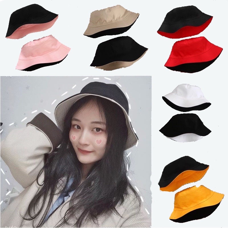 Simple Studio Plain Reversible Bucket Hat Fisherman Hat Unisex Cotton