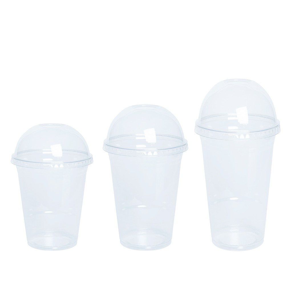 YCup, Plastic Cup with Dome Lid 95mm Clear 10 pcs 12oz,16oz,22oz