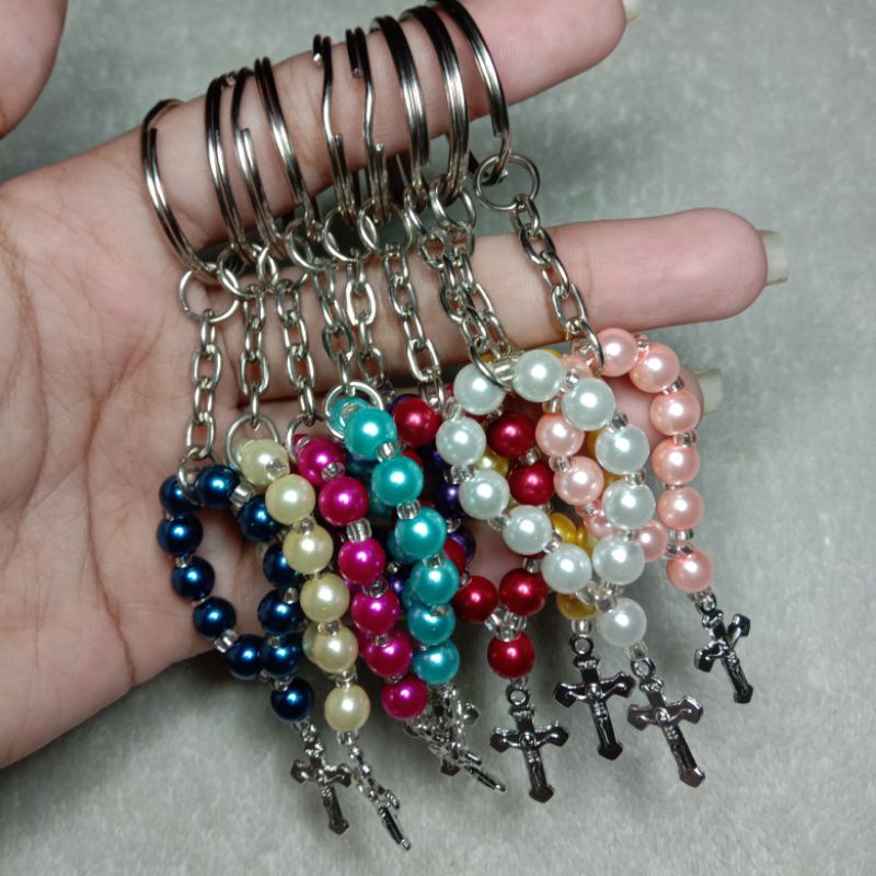 Rosary Keychain silver(minimun 5pcs.) | Shopee Philippines