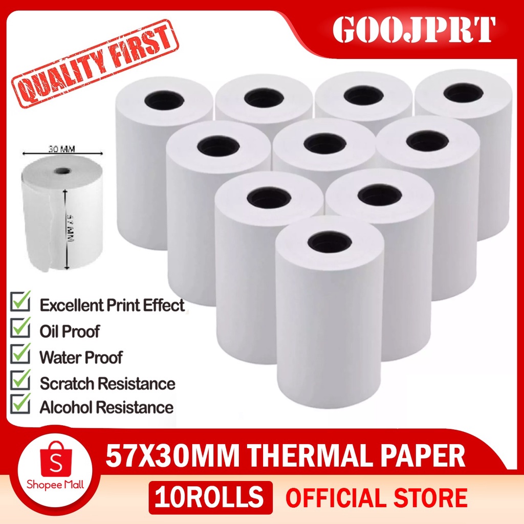 Thermal printer GOOJPRT 10 Rolls 57mm*30mm Thermal Paper for Thermal