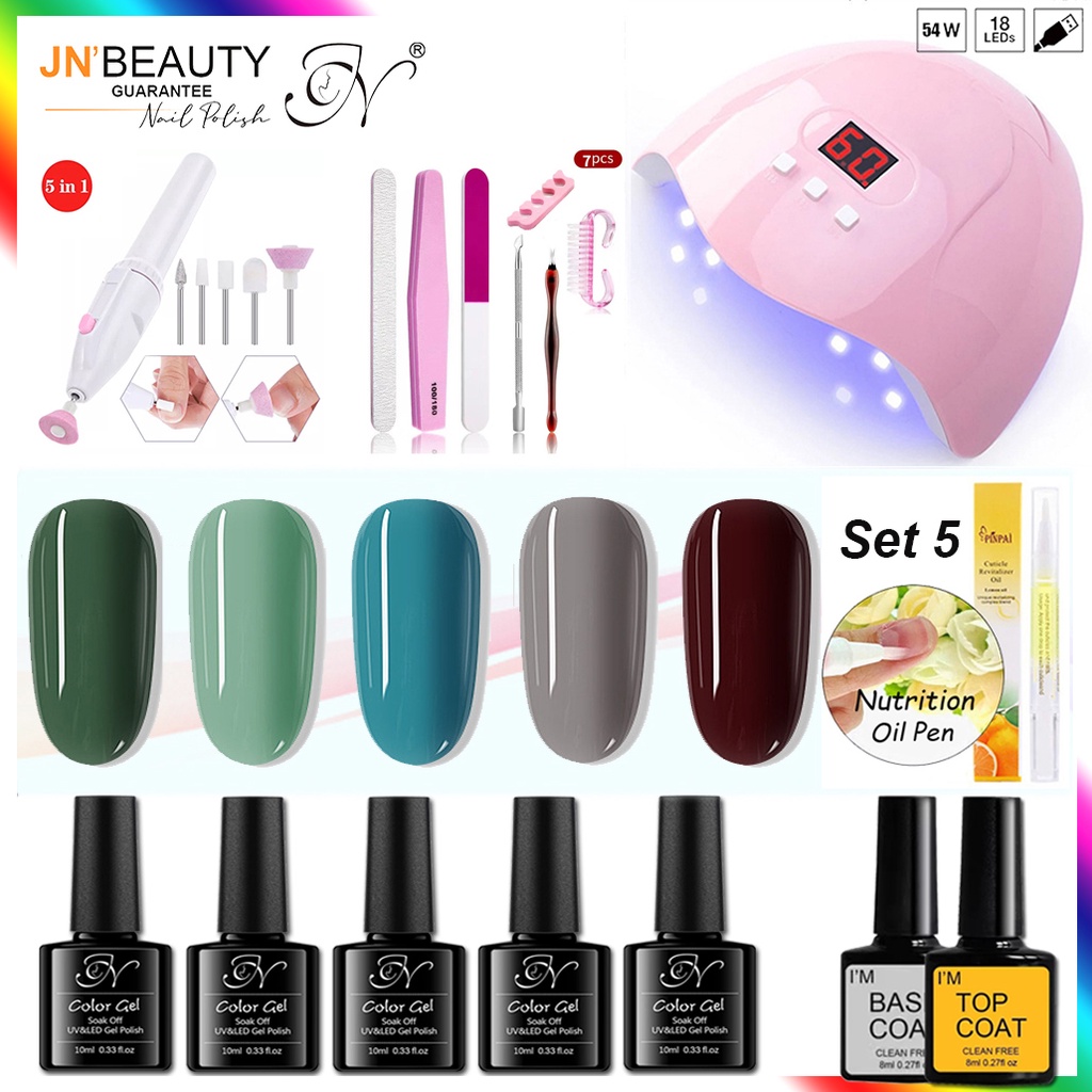 Nail Gel Polish Set with Uv Light Nail Dryer Uv Lamp Base and Top Coat