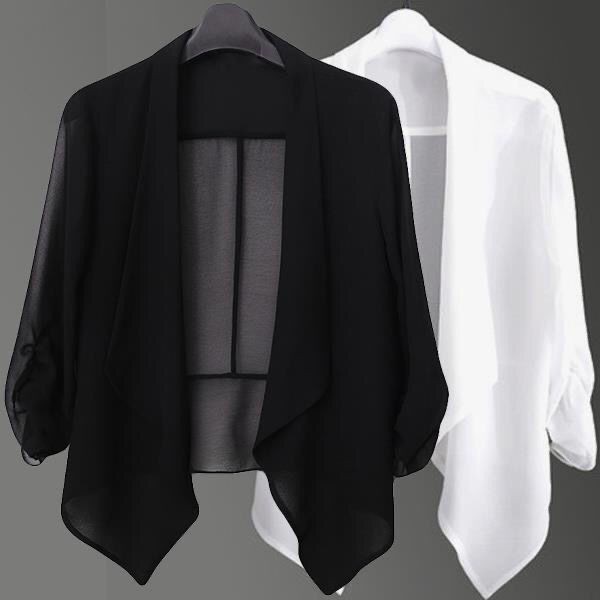 Plus Size M 4XL Ladies Short Jacket Summer New Chiffon Cardigan