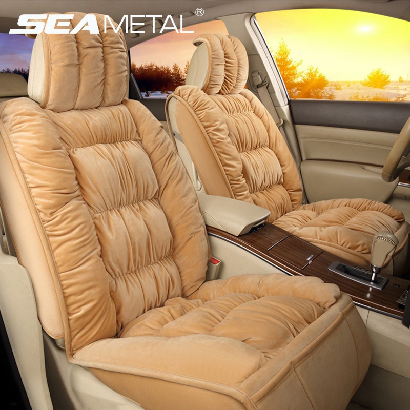 SEAMETAL Plush Soft Car Seat Cover Universal Front And Back Cushion