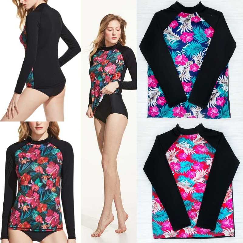 ADULT FLORAL HAWAIIAN RASH GUARD for WOMEN - Swimwear - Stretchable ...