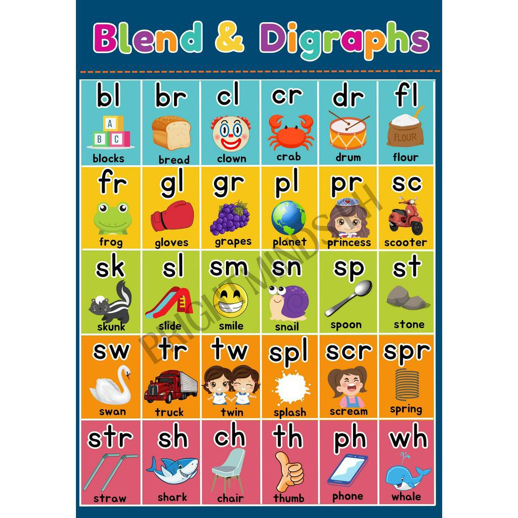 Readings A4 SIZE Chart CVC, SIGHT WORDS, Blends and Digraph | Shopee ...