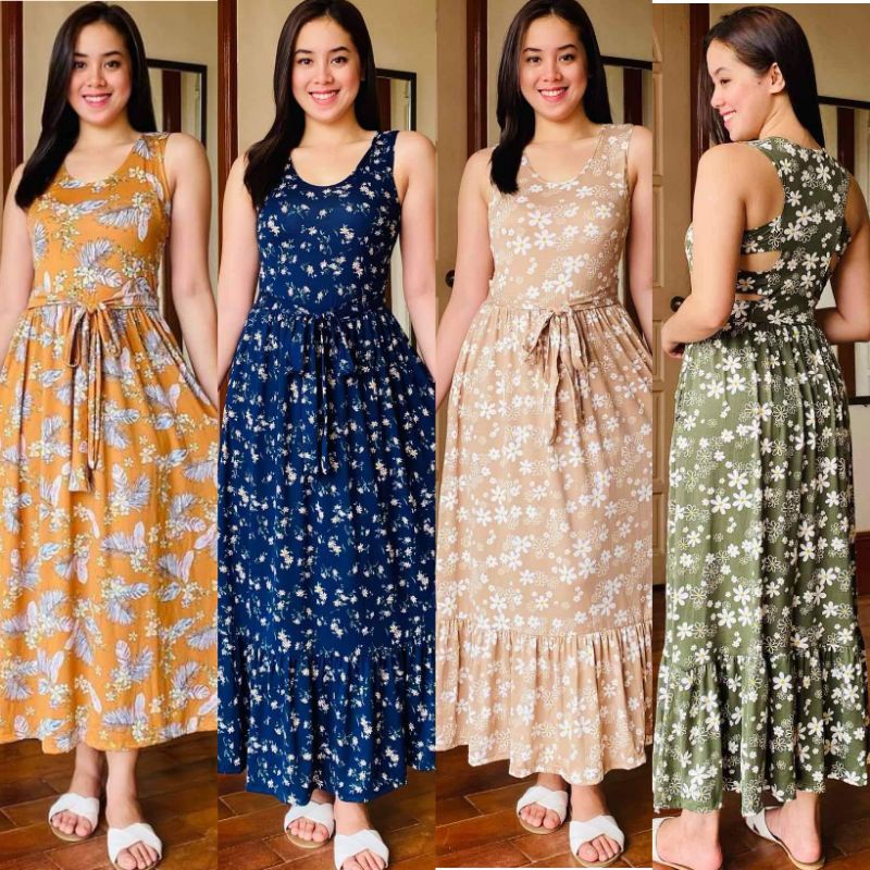 Layered Maxi Dress side center bakod Shopee Philippines