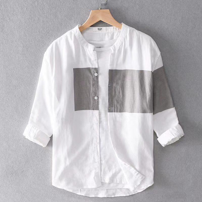 Men's 3/4 sleeve Chinese collar Polo Casual Fashion Men's Button