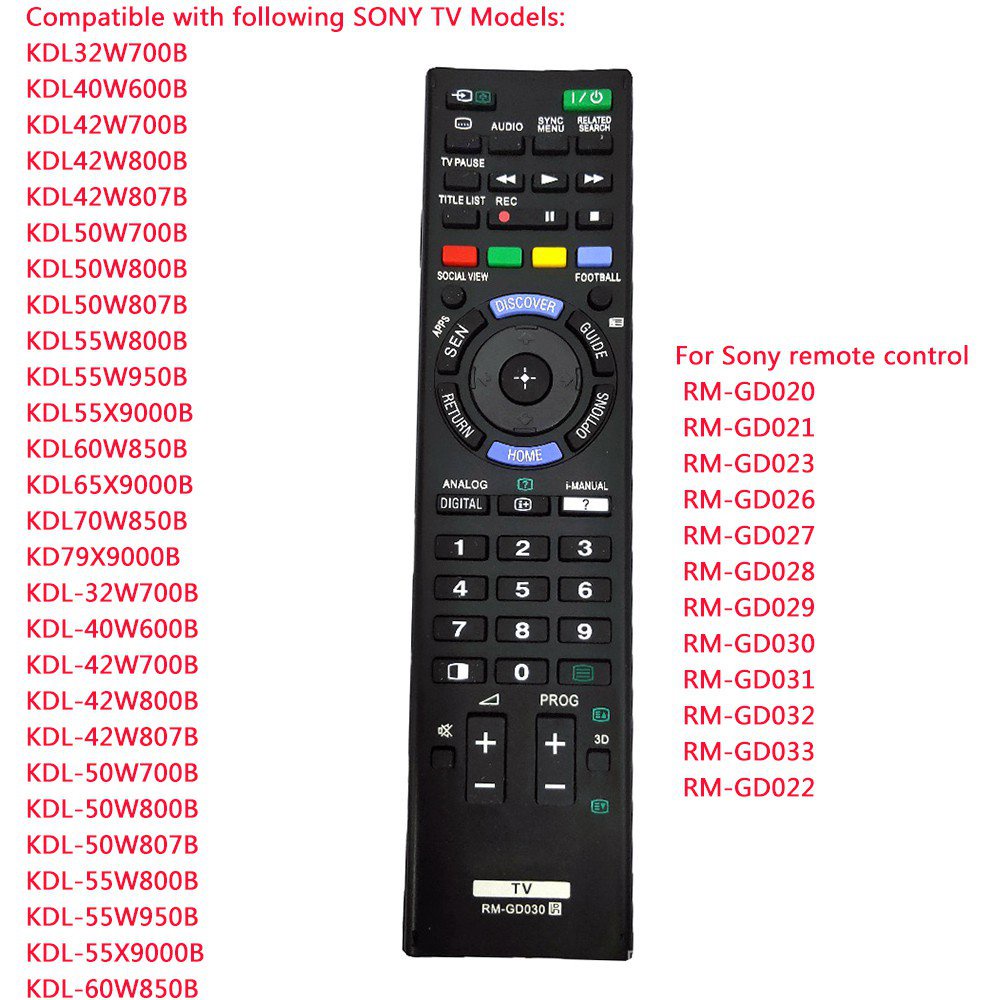 NEW RM-GD030 Replacement for Sony RM-GD033 RM-GD031 RM-GD032 TV Remote ...