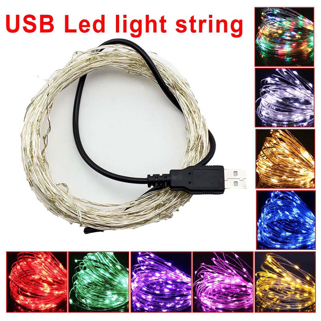 LED light rope USB String Lights Copper Wire Lamp Wedding Party Garden ...