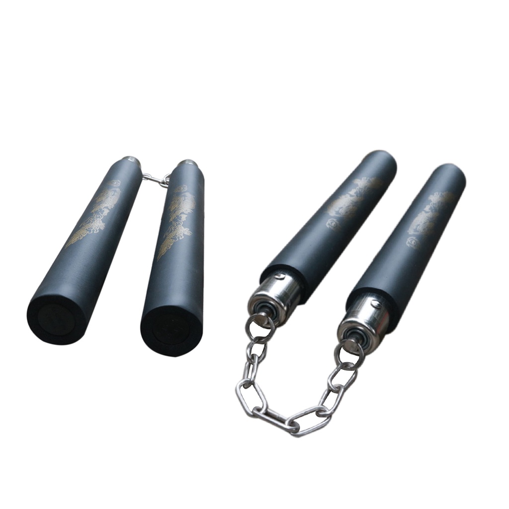 Martial Arts Foam Nunchucks Nunchaku Dragon Pattern Black Martial Arts