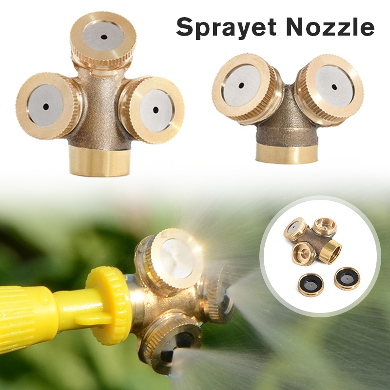 Brass Misting Spray Nozzle 2/3 Hole Garden Sprayer Irrigation Watering ...