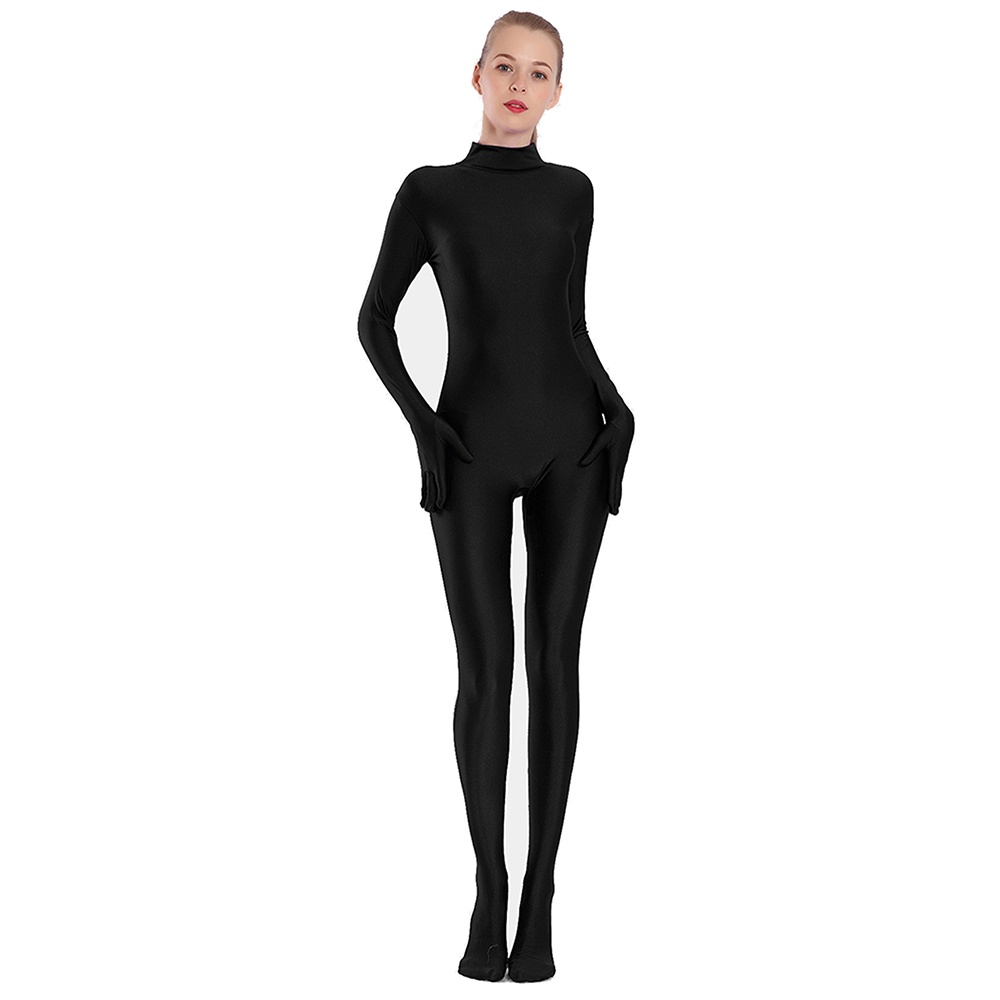 AOYLISEY Adult Black Spandex Full Body Zentai Footed Jumpsuit Unisex ...