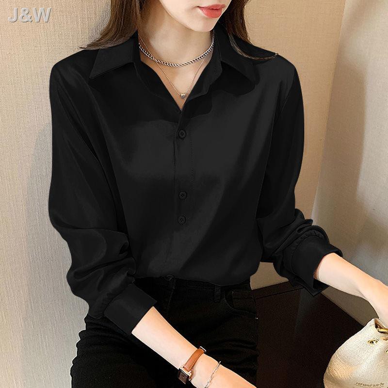 Ready Stock S 4XL Korean Style Black Shirt Women Plus Size Long Sleeve Work Wear Blouse Top Shopee Philippines