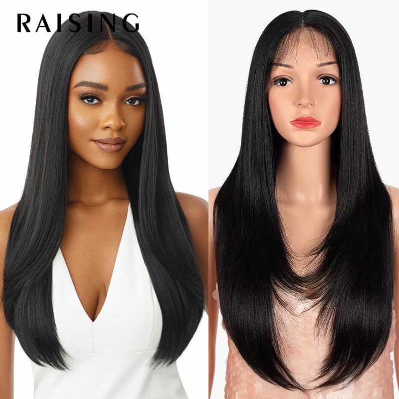 Raising Synthetic Lace Wig 26 Inch Middle Part Long Straight Front ...