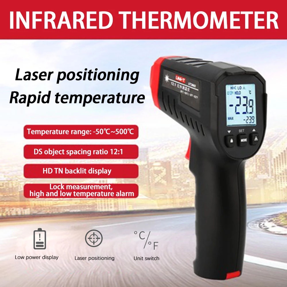 UNI-T Digital Thermometer UT306S UT306C Non-contact industrial Infrared ...