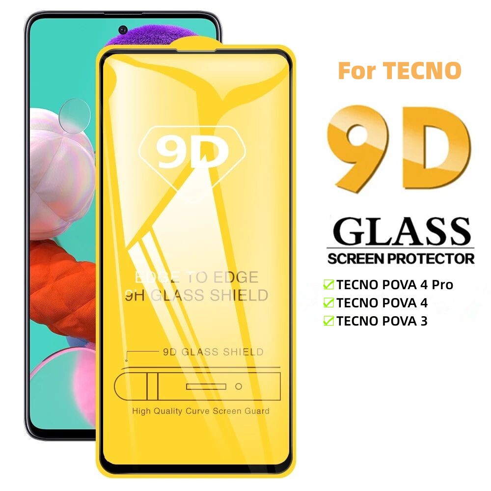 9D Screen Protector Tempered Glass TECNO CAMON 20 Pro 4G POVA 5 4 Pro 3