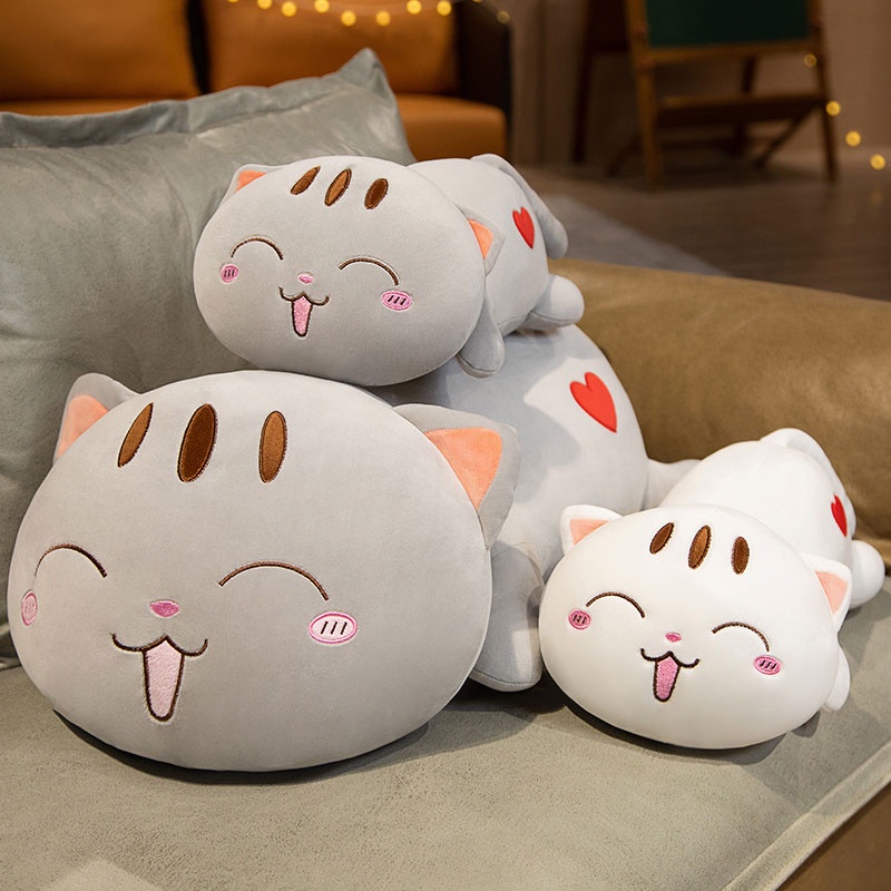 35cm 50cm 65cm 80cm Kawaii Lying Cat Plush Toy Cartoon Soft Stuffed Dolls  Cute Animal Plush Toys Reading Pillows for Home Decor
