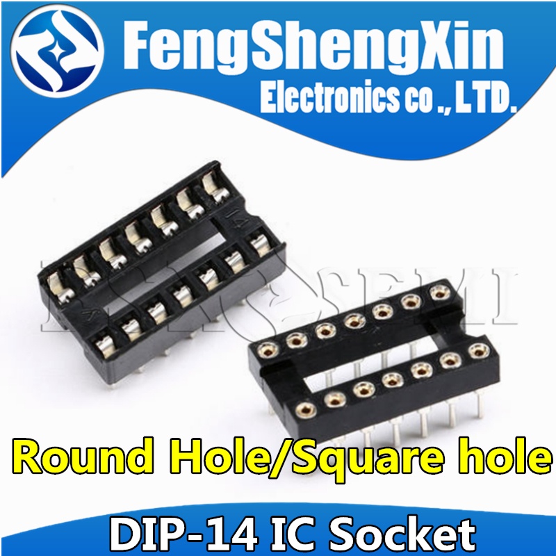10 DIP-14 Round Holes Square 14 Pins 2.54MM DIP DIP14 IC Socket Adapter ...