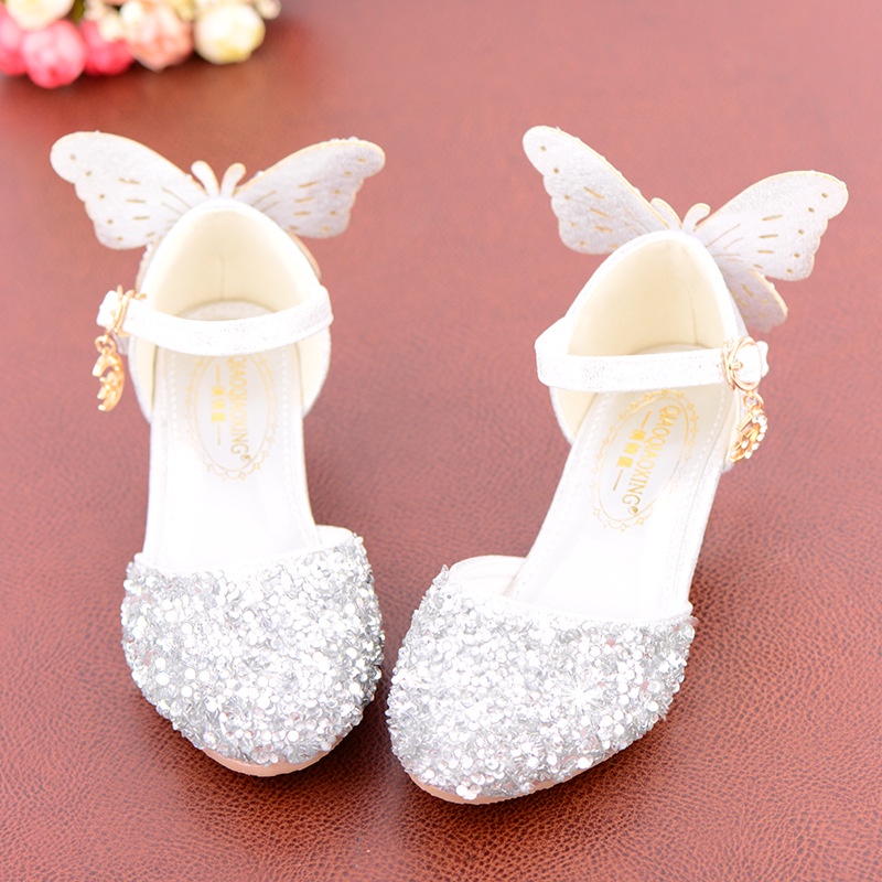 2023 New Girls Shoes Children's Princess Shoes High Heel Crystal