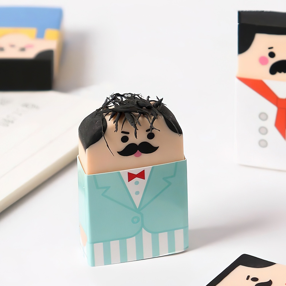 Penlab 1pcs Cartoon Bald Man Eraser Less Dust Novelty Correction Rubber