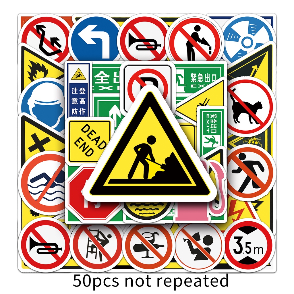 50 Piece Funny Warning Alarm Stickers Waterproof DIY For Phones Laptop ...