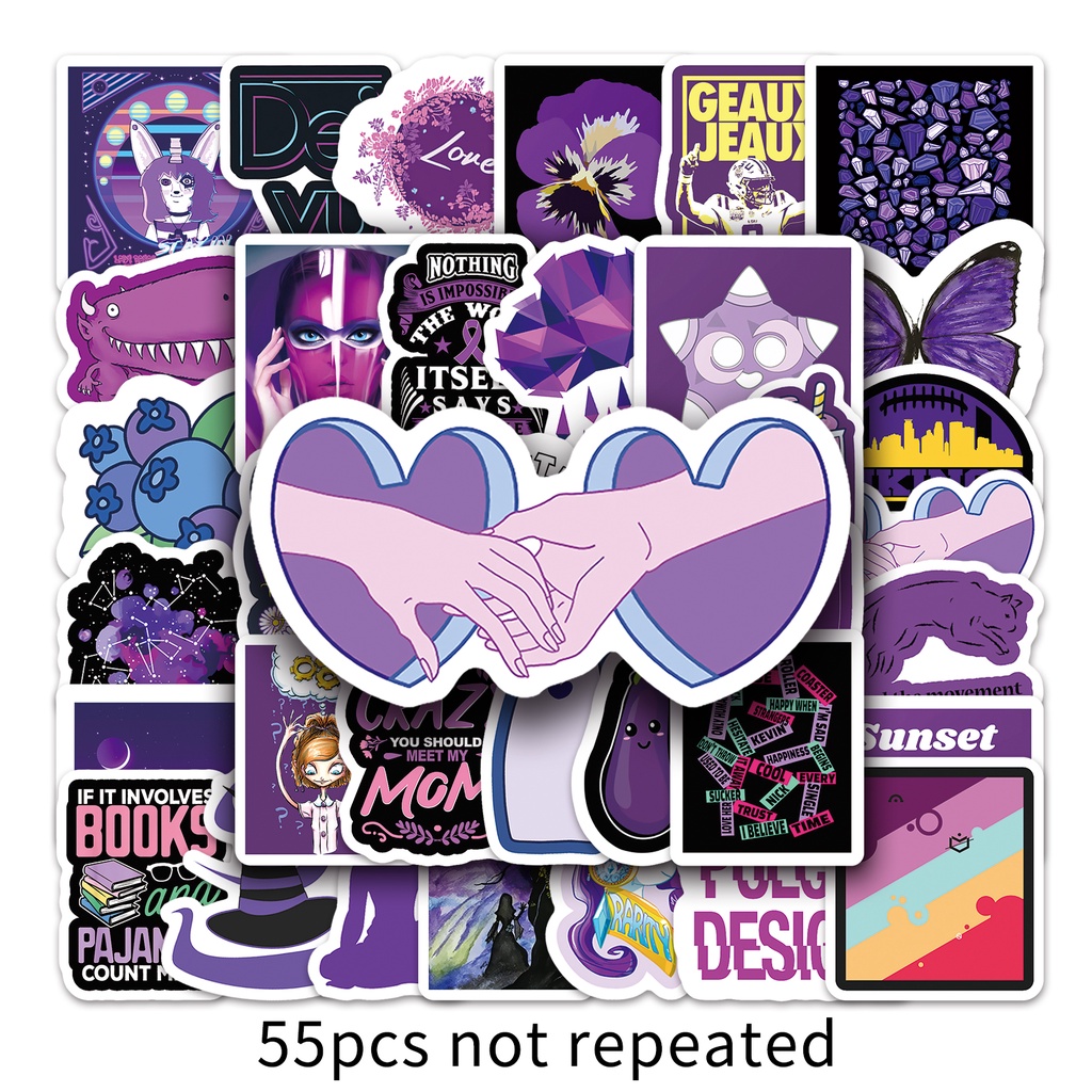 50 Piece Funny Purple Stickers Waterproof DIY For Phones Laptop Car ...