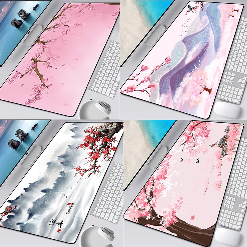 Gaming Mouse Pad Big XXL Lotus Pond Spring Printed Anime Mice Mats with