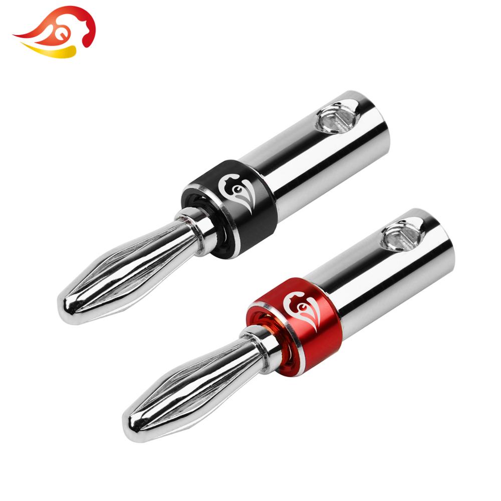 10mm Rhodium Gold Plated Banana Plug - Self-Locking Speaker Cable Connector, Male (Pack Of 1)